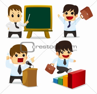 4 funny cartoon office worker set ,icons
