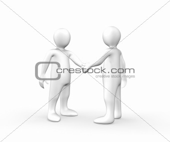3d men shaking hands
