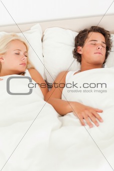 Portrait of a peaceful couple sleeping