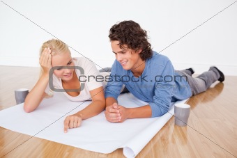 Couple looking at a plan