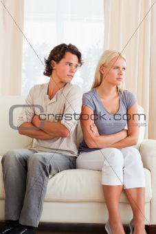 Portrait of a young couple after an argument