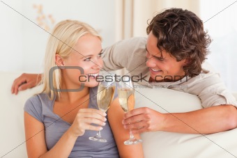 Young couple making a toast