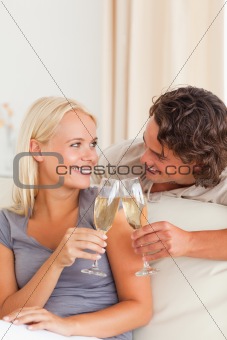 Portrait of a couple making a toast