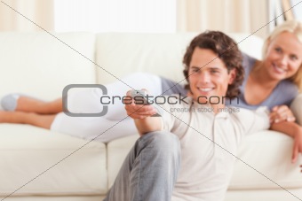 Couple watching the television