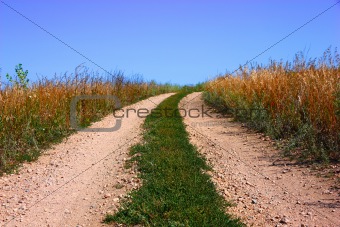 Rural road and the blue sky