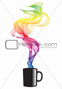 coffee with smoke, vector