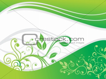 abstract green floral with wave