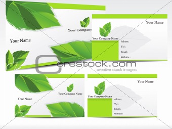 abstract green leaf business card
