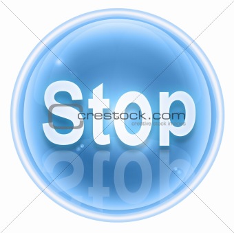 Stop icon ice, isolated on white background