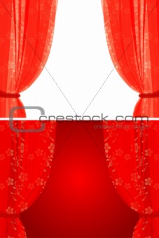 Vector curtain with floral pattern, illustration