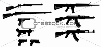 vector collection of weapon silhouettes 