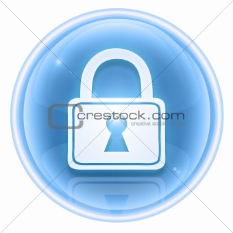 Lock icon ice, isolated on white background.
