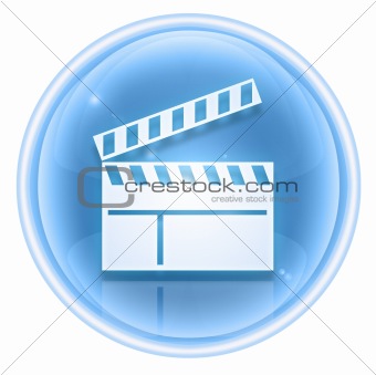 movie clapper board icon ice, isolated on white background.