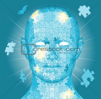 Jigsaw puzzle pieces head