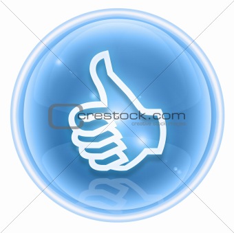 thumb up icon ice, approval Hand Gesture, isolated on white back