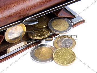 Open wallet with coins