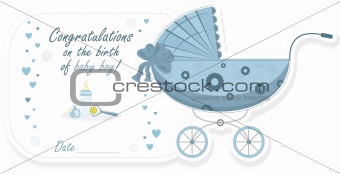 Stroller for baby boy, vector illustration