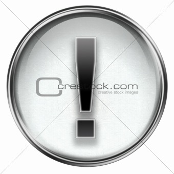 Exclamation symbol icon grey, isolated on white background 