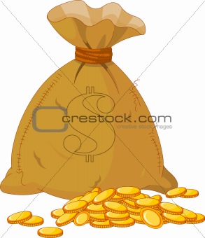 Bag full of golden coin