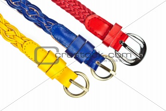 yellow, red, blue belt  on whtie background