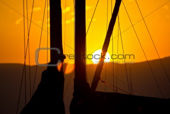 Golden sunset and sailboats 
