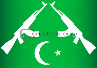 Vector image of Libyan flag and arms
