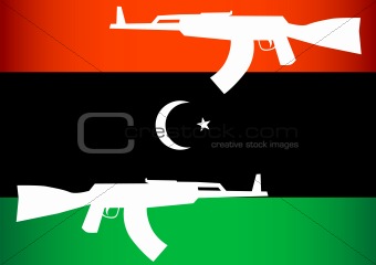 Vector image of Libyan opposition flag and arms