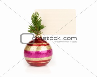 Christmas ball with blank greeting card