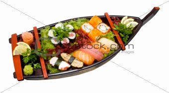 Sushi Set - Different Types of Maki Sushi and Nigiri Sushi