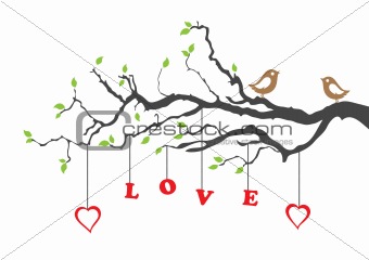 Two love birds and love tree