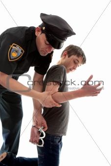 Policeman arresting teen criminal