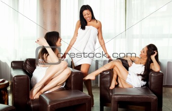 women laughing spa