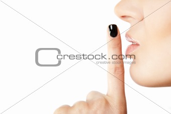 Female finger silence sign 