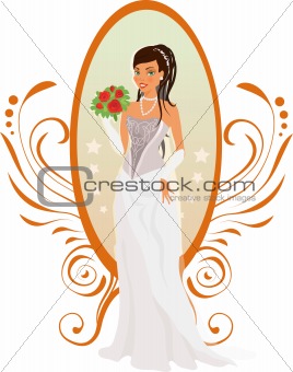 Happy bride with roses