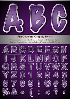 Purple Alphabet with Silver Emboss Stroke