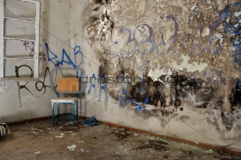 chair in decayed room