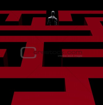 man exiting maze 3d illustration