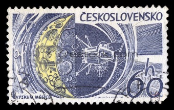 moon research space exploration postage stamp