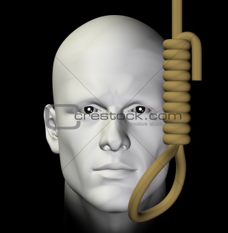 suicidal man and hanging noose 3d illustration