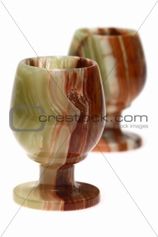 Two glasses of stone on a white background.