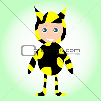Cute sweet little baby boy wearing funny costume bee