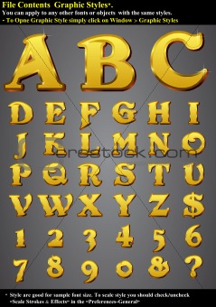 Set Gold 3D Alphabet
