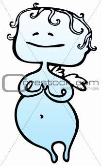 Little cute angel praying and smiling - vector illustration in cartoon style