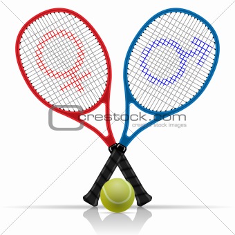 Rackets with tennis ball