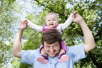 father plays with the child