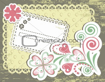 Vintage flower frame design for greeting card