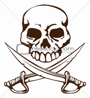 Pirate skull and crossed swords symbol
