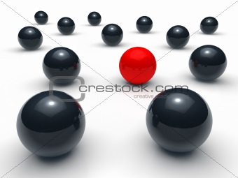 3d ball network red black 
