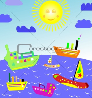sun see on boats in the sea on beautiful landscapes