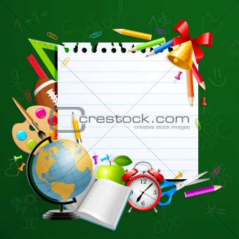 Back to school greeting card with stationery